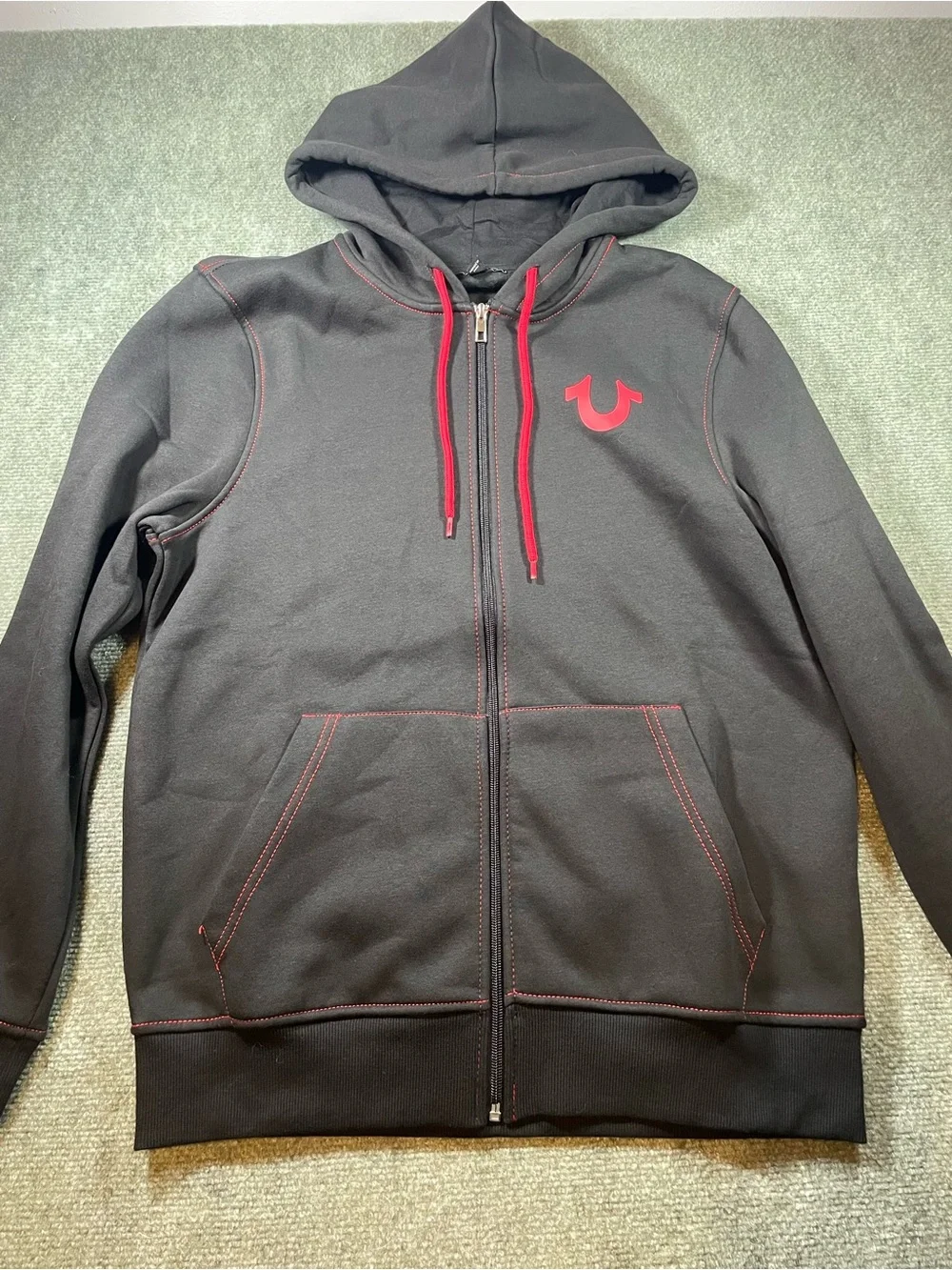 True Religion Black Hoodie with Red Logo